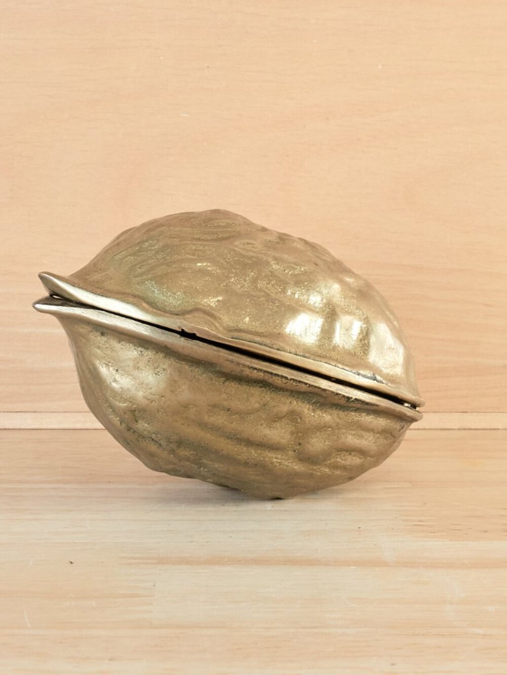 Vintage Solid Brass Walnut Nutcracker Large Mid-Century Kitchen Tool